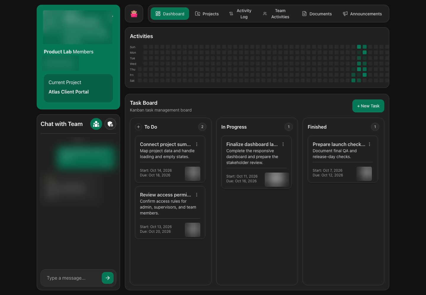 Employee task board in Residue TMS
